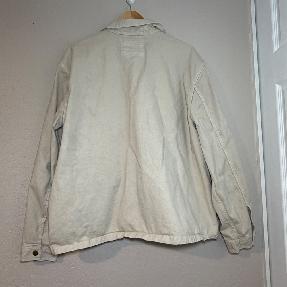 Old Navy Workwear Zip Shacket Wish Bone Beige - Picture 6 of 14